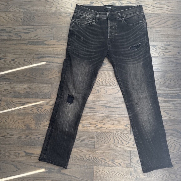 HUDSON Faded Black Gray 31 Skinny Distressed Jeans